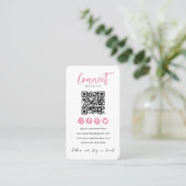 Verbinden Sie mit dem weißen QR-Code der rosa Soci Visitenkarte (Stehend Vorderseite)