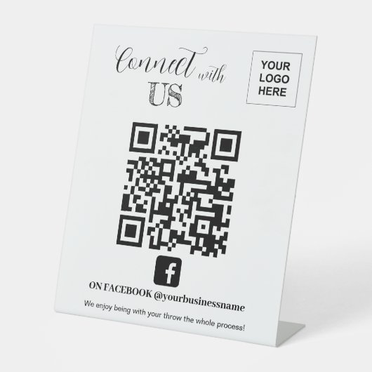 Verbinden Sie mit Facebook QR-Code Sockelschild (Vorderseite)