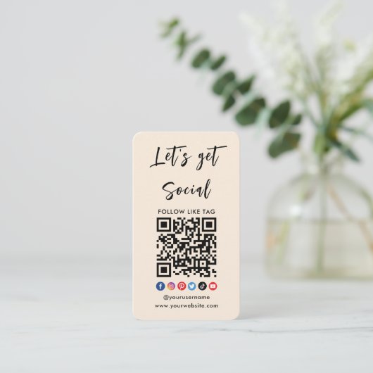 Verbinden Sie mit QR Code Beruflich Trendy Boho Visitenkarte (Stehend Vorderseite)