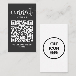 Verbinden Sie mit QR Code Graue Chic Moderne Minim Visitenkarte