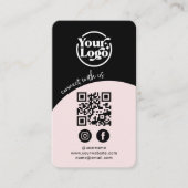 Verbinden Sie mit QR-Code Social Media Black Pink Visitenkarte (Vorderseite)