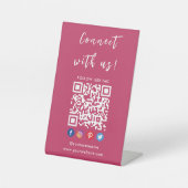Verbinden Sie mit QR Code Social Media Hot Pink Sockelschild (Vorderseite)