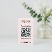 Verbinden Sie mit QR Code Social Media Moderne ros Visitenkarte (Stehend Vorderseite)