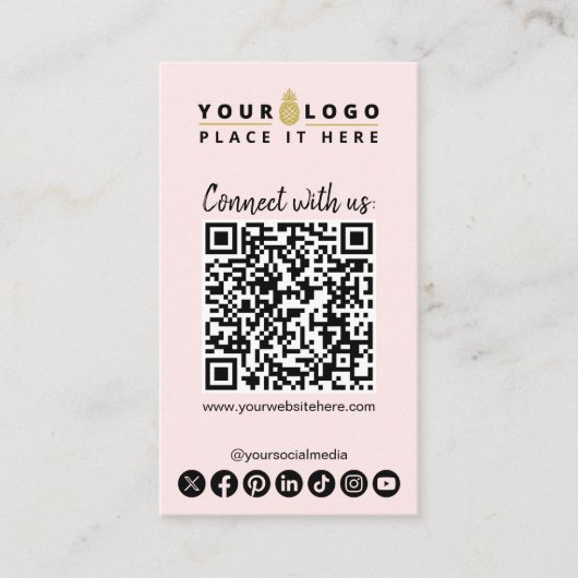 Verbinden Sie mit QR Code Social Media Moderne ros Visitenkarte (Vorderseite)