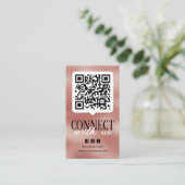 Verbinden Sie mit QR Code Social Media Rose Gold Visitenkarte (Stehend Vorderseite)