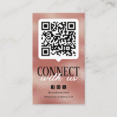 Verbinden Sie mit QR Code Social Media Rose Gold Visitenkarte (Vorderseite)