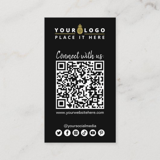Verbinden Sie mit QR-Code Social Media Simple Blac Visitenkarte (Vorderseite)