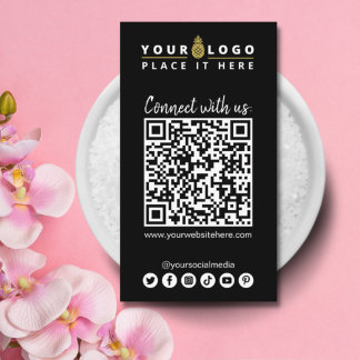 Verbinden Sie mit QR-Code Social Media Simple Blac Visitenkarte