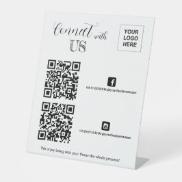 Verbinden Sie mit uns Facebook Instagram QR-Code Sockelschild
