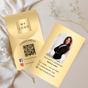 Verbinden Sie mit uns Gold Foto Qr Social Media Pr Visitenkarte