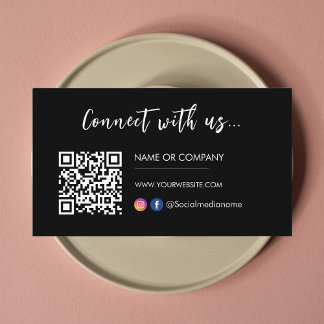 Verbinden Sie mit uns Instagram Facebook Logo Blac Visitenkarte