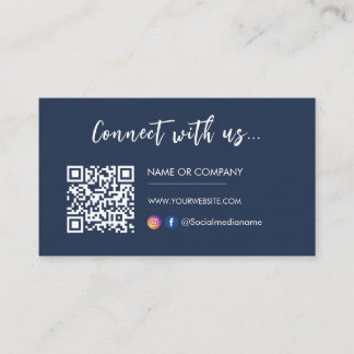 Verbinden Sie mit uns Instagram Facebook Logo Navy Visitenkarte