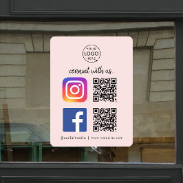 Verbinden Sie mit uns Instagram Facebook QR Code R Fensteraufkleber