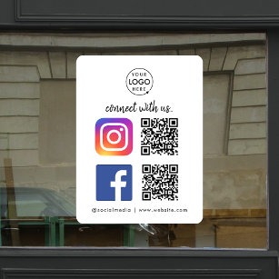 Verbinden Sie mit uns Instagram Facebook QR Code W Fensteraufkleber