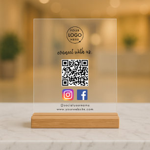 Verbinden Sie mit uns Instagram Facebook Social Me Acrylschild