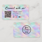 Verbinden Sie mit uns Logo Qr Code Iridescent Stil Visitenkarte (Vorne/Hinten)