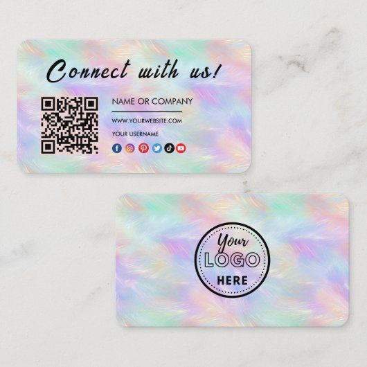 Verbinden Sie mit uns Logo Qr Code Iridescent Stil Visitenkarte (Vorne/Hinten)