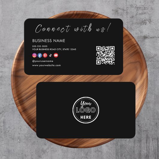 Verbinden Sie mit uns Qr Code Social Media Logo Bl Visitenkarte