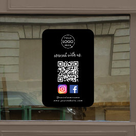 Verbinden Sie mit uns | Social Media QR Code Black Fensteraufkleber