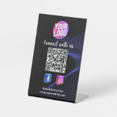 Verbinden Sie mit uns | Social Media QR Code Black Sockelschild (Vorderseite)