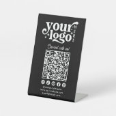 Verbinden Sie mit uns Social Media QR Code Black Sockelschild (Vorderseite)
