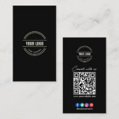 Verbinden Sie mit uns | Social Media QR Code Black Visitenkarte (Vorne/Hinten)