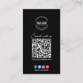 Verbinden Sie mit uns | Social Media QR Code Black Visitenkarte (Rückseite)