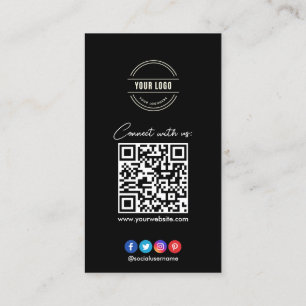 Verbinden Sie mit uns Social Media QR Code Black Visitenkarte