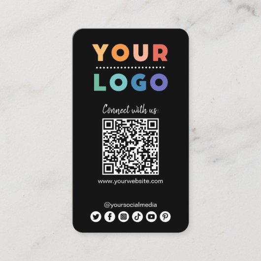 Verbinden Sie mit uns Social Media QR Code Black Visitenkarte (Vorderseite)