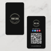 Verbinden Sie mit uns | Social Media QR Code Black Visitenkarte (Vorne/Hinten)