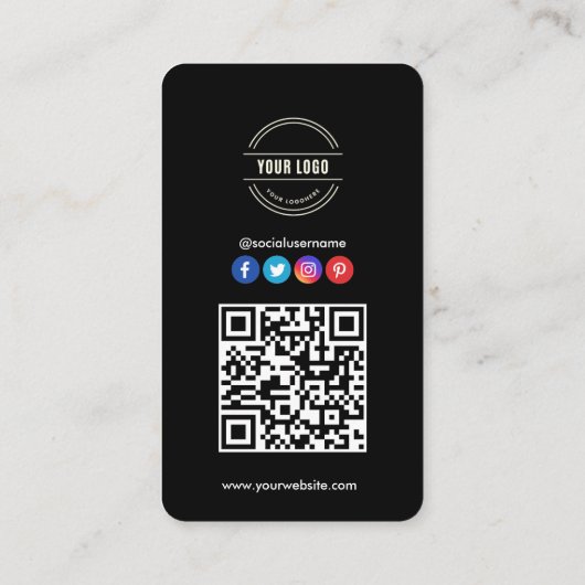 Verbinden Sie mit uns | Social Media QR Code Black Visitenkarte (Rückseite)