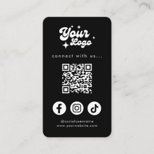 Verbinden Sie mit uns Social Media QR Code Black Visitenkarte