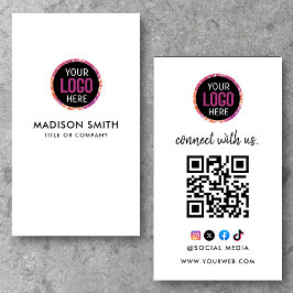 Verbinden Sie mit uns | Social Media QR Code Black Visitenkarte