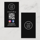 Verbinden Sie mit uns | Social Media QR Code Black Visitenkarte (Vorne/Hinten)