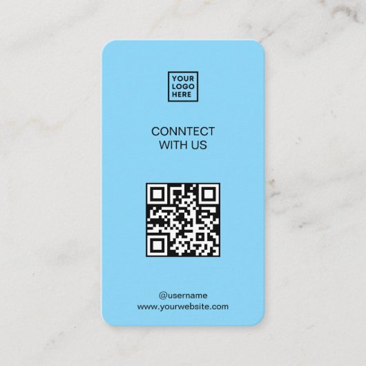 Verbinden Sie mit uns Social Media QR Code Blue Visitenkarte (Vorderseite)