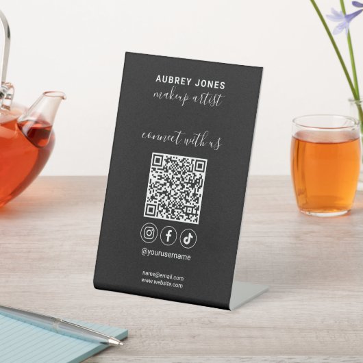 Verbinden Sie mit uns Social Media Qr Code Pedesta Sockelschild (In SItu)