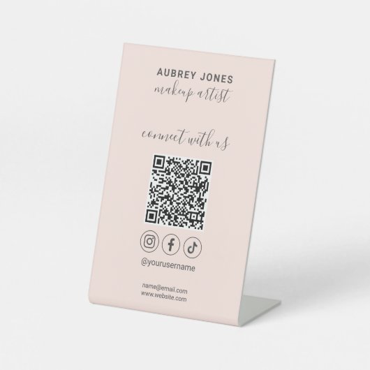 Verbinden Sie mit uns Social Media Qr Code Pedesta Sockelschild (Vorderseite)