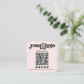 Verbinden Sie mit uns Social Media QR Code Rosa Quadratische Visitenkarte (Stehend Vorderseite)