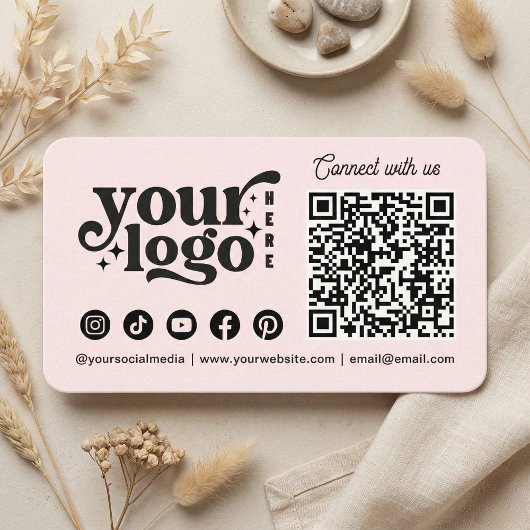 Verbinden Sie mit uns Social Media QR Code Rosa Visitenkarte