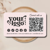 Verbinden Sie mit uns Social Media QR Code Rosa Visitenkarte