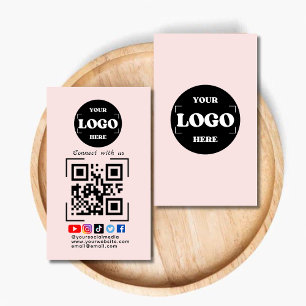 Verbinden Sie mit uns Social Media QR Code Rosa Visitenkarte