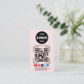 Verbinden Sie mit uns Social Media QR Code Rosa Visitenkarte (Stehend Vorderseite)