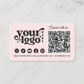 Verbinden Sie mit uns Social Media QR Code Rosa Visitenkarte (Vorderseite)