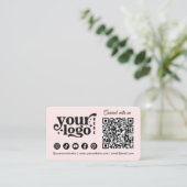 Verbinden Sie mit uns Social Media QR Code Rosa Visitenkarte (Stehend Vorderseite)