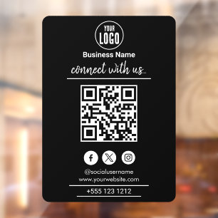 Verbinden Sie mit uns   Social Media QR Code White Fensteraufkleber