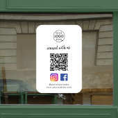 Verbinden Sie mit uns | Social Media QR Code White Fensteraufkleber