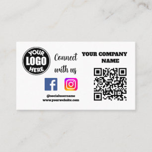Verbinden Sie mit uns Social Media QR Code White Visitenkarte