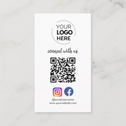 Verbinden Sie mit uns | Social Media QR Code White Visitenkarte (Vorderseite)