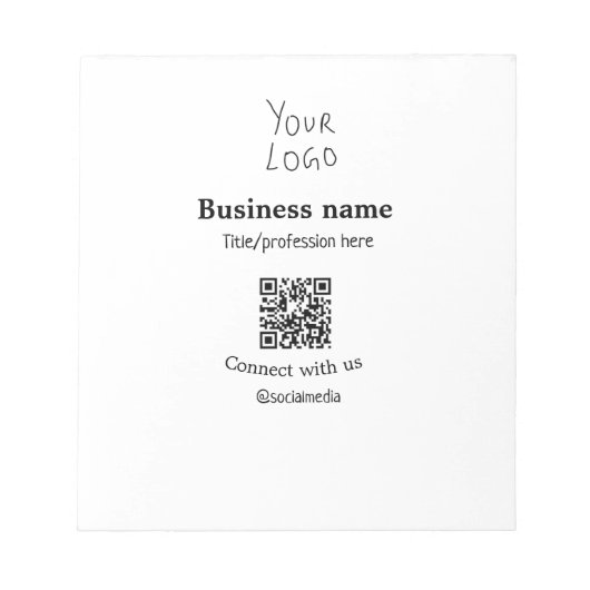 Verbinden Sie mit unserem Firmenlogo QR Social Med Notizblock (Vorderseite)