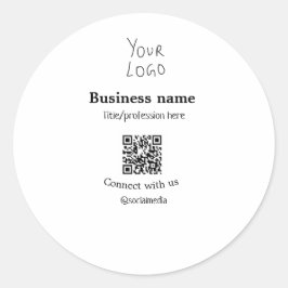 Verbinden Sie mit unserem Firmenlogo QR Social Med Runder Aufkleber